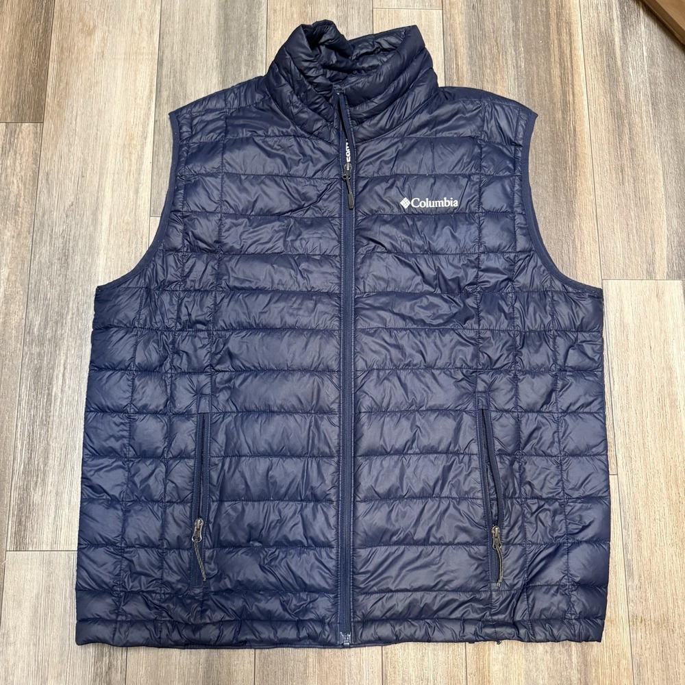 Columbia Omni Heat 590 Fill Down  Vest Mens XL Navy Gorpcore Packable
